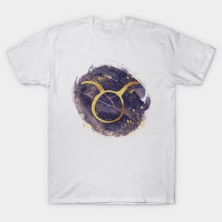 Taurus gold symbol with constellation on watercolor T-Shirt